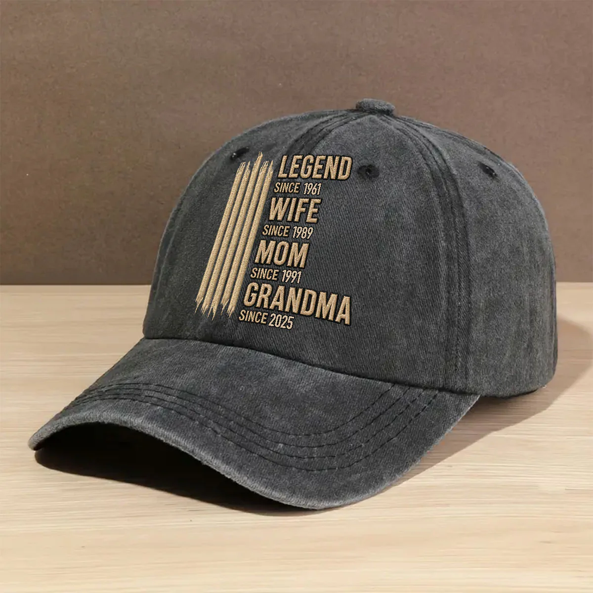 Grandma Mode On - Personalized Custom Vintage Washed Denim Cap - Image 5