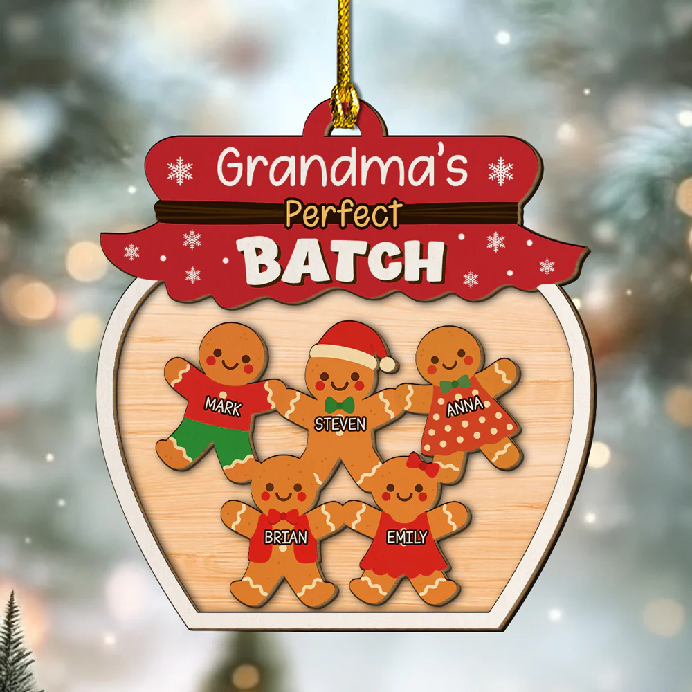 Grandma Perfect Batch - Personalized Custom 2-Layered Wood Ornament - Image 2
