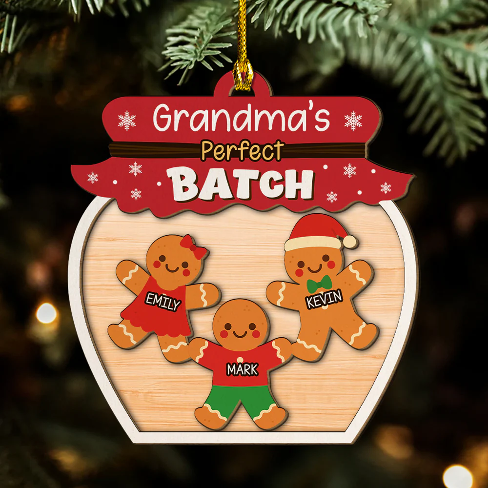 Grandma Perfect Batch - Personalized Custom 2-Layered Wood Ornament - Image 4