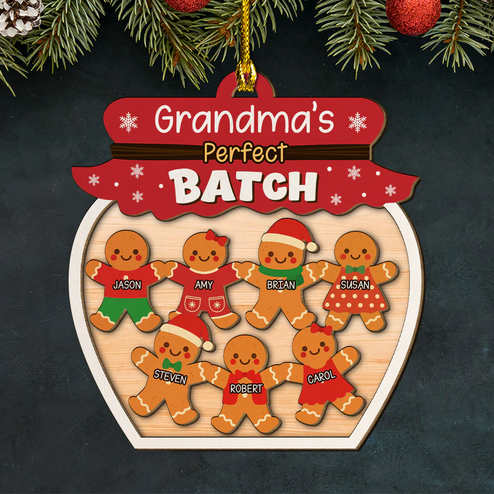 Grandma Perfect Batch - Personalized Custom 2-Layered Wood Ornament - Image 5