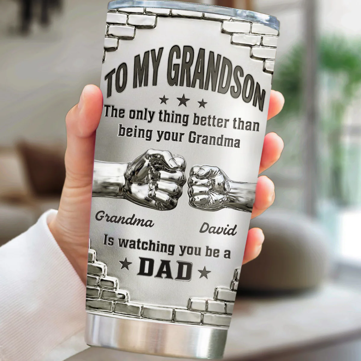 Grandma Watching You Grow - Personalized Custom 3D Effect Tumbler - Image 2