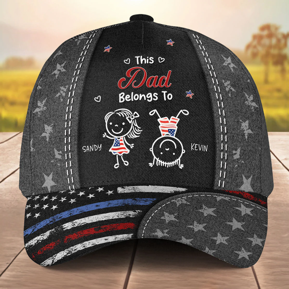 Grandpa Belongs To Us - Personalized Custom Classic Cap - Image 2
