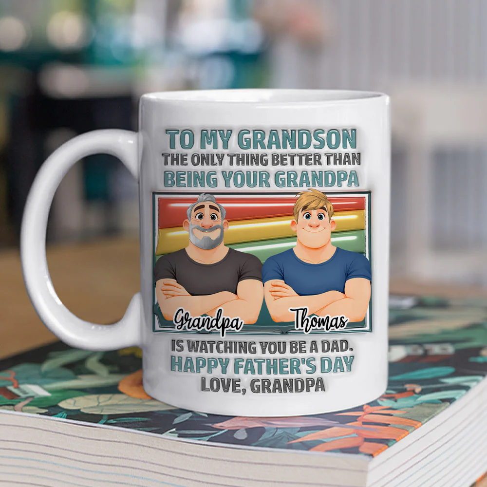 Grandpa For My Grandson One And Only - Personalized Custom 3D Inflated Effect Mug - Image 2
