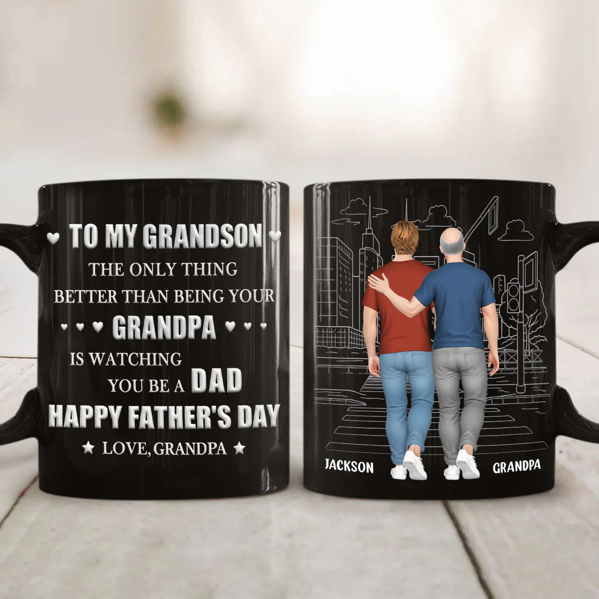 Grandpa Watching You Grow - Personalized Custom 3D Inflated Effect Mug - Image 2