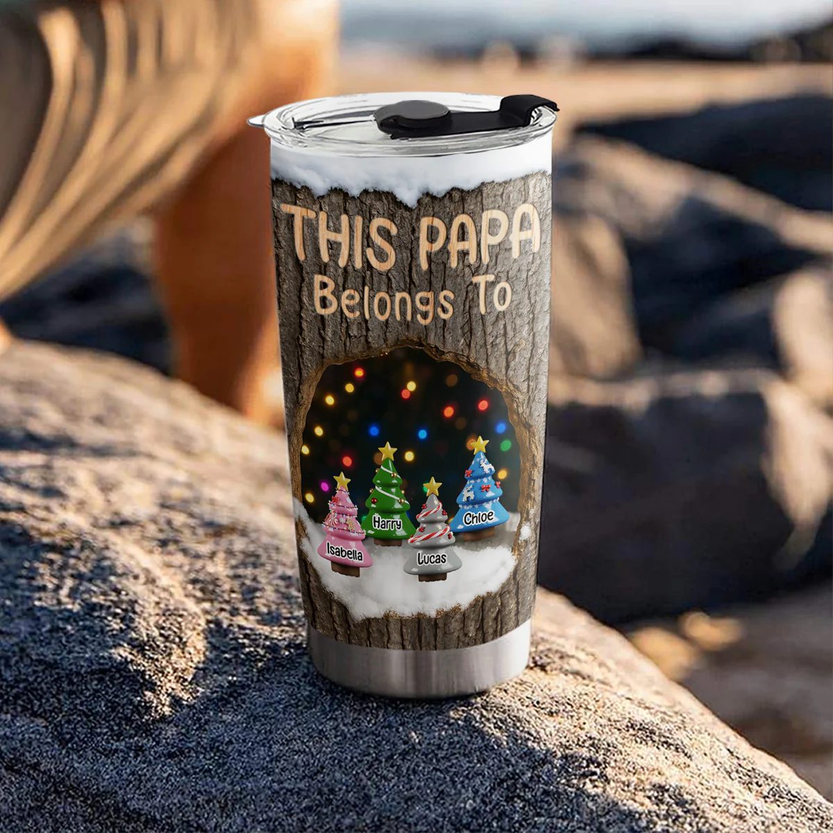 Grandpa With Lovely Kids - Personalized Custom Tumbler - Image 3