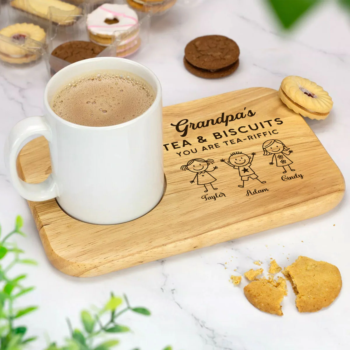 Grandpa You Are Tea-riffic - Personalized Custom Wooden Treat Board - Image 2