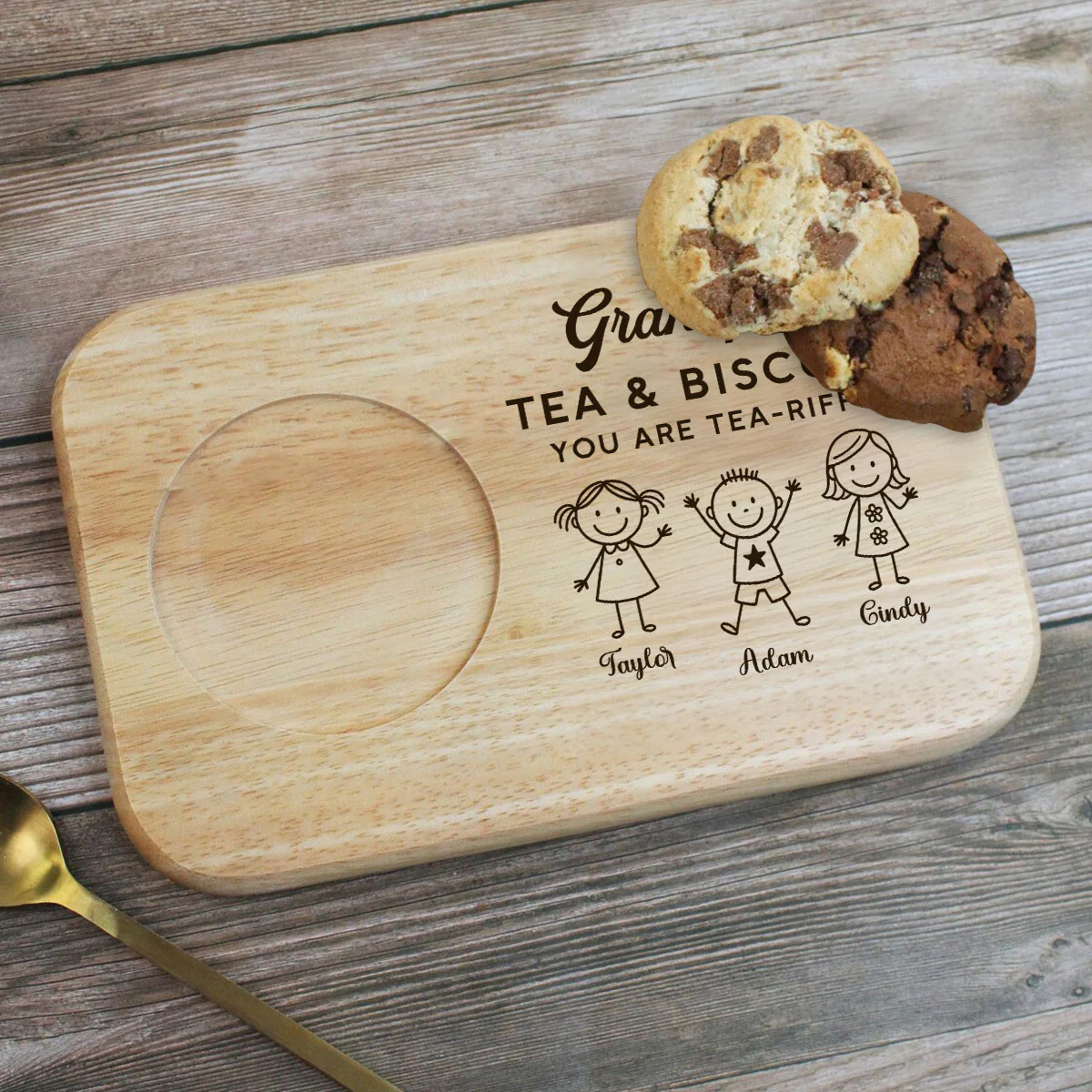 Grandpa You Are Tea-riffic - Personalized Custom Wooden Treat Board - Image 3