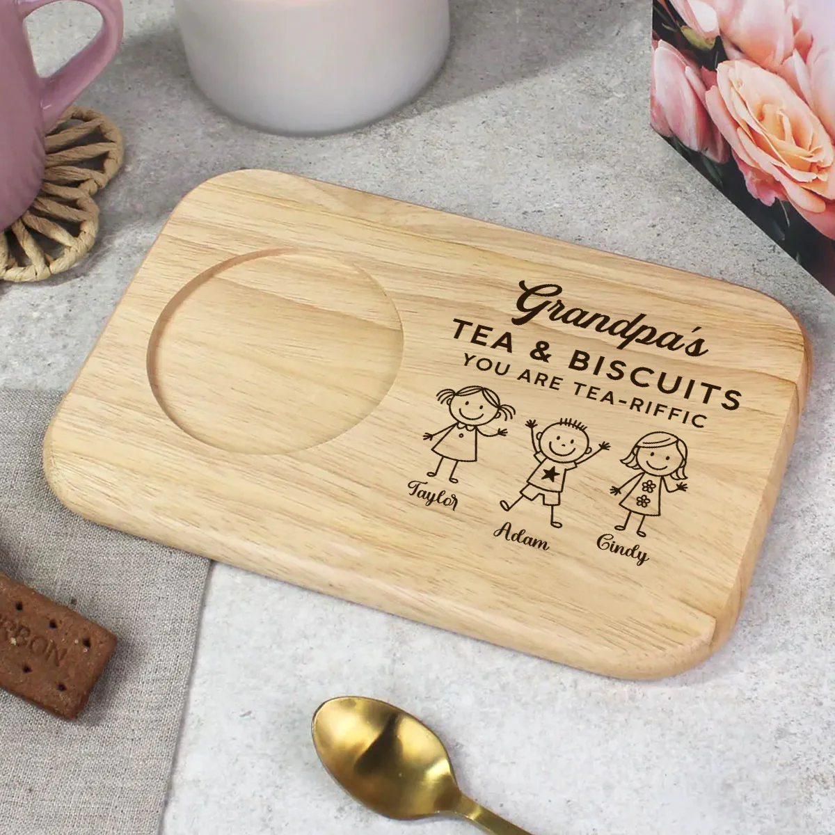 Grandpa You Are Tea-riffic - Personalized Custom Wooden Treat Board - Image 5