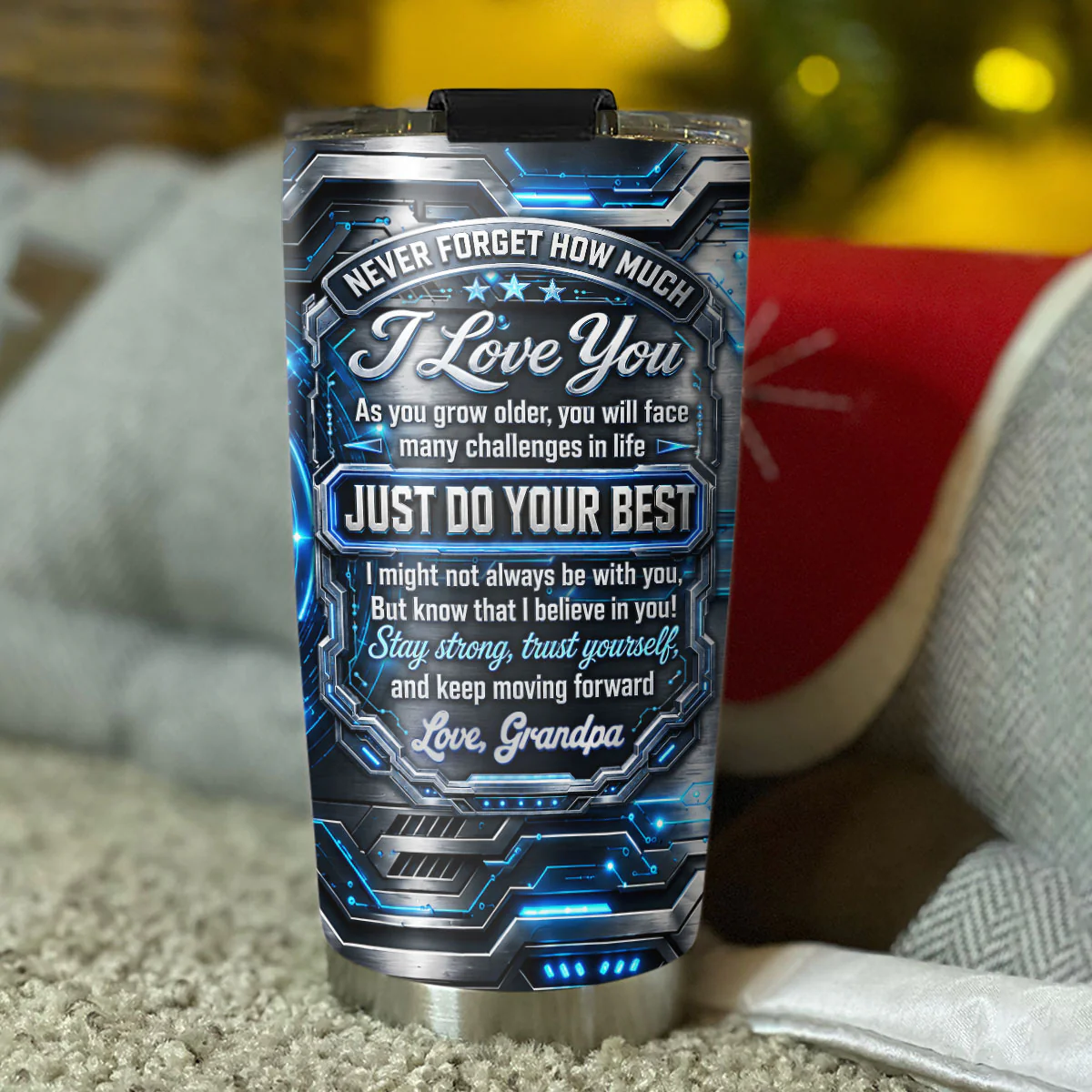 Grandson Stay Strong Trust Yourself - Personalized Custom 3D Effect Tumbler - Image 4