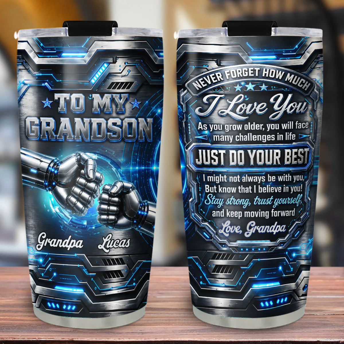 Grandson Stay Strong Trust Yourself - Personalized Custom 3D Effect Tumbler - Image 5