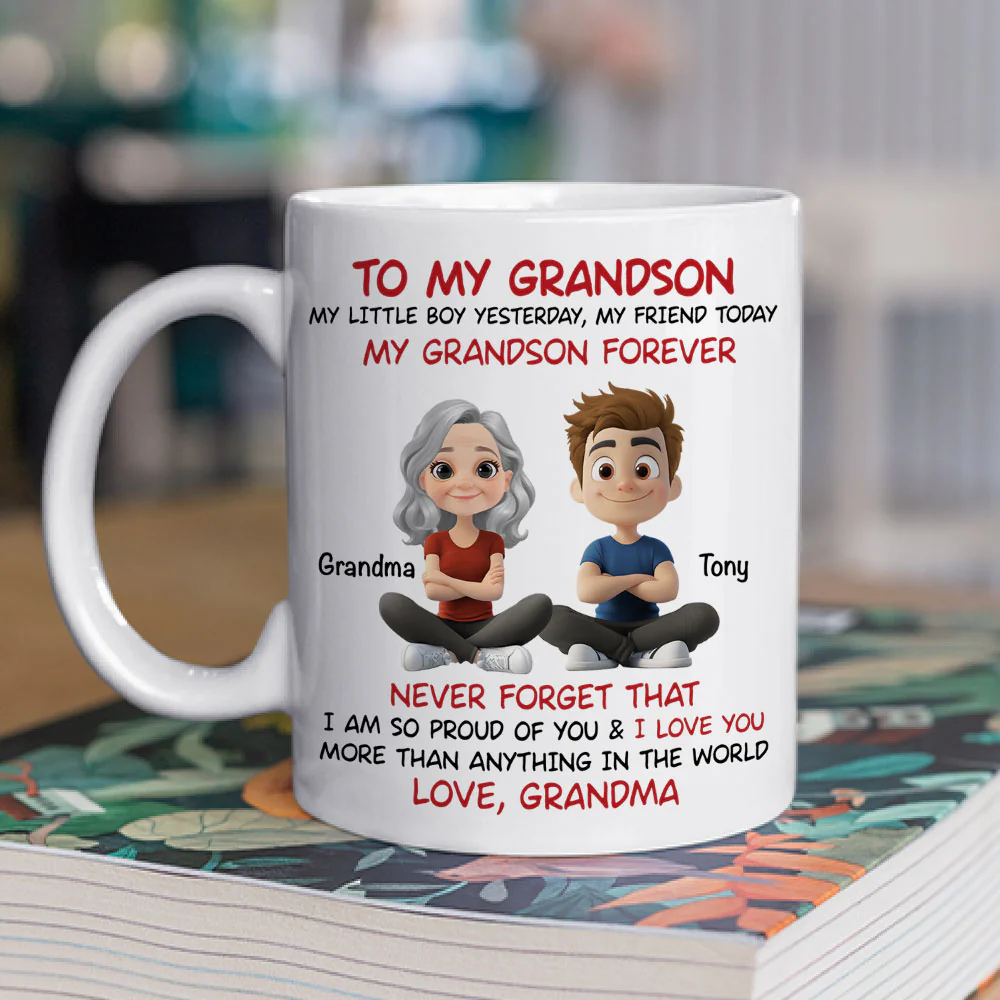 Grandson You Are My Little Boy Yesterday - Personalized Custom Coffee Mug - Image 2