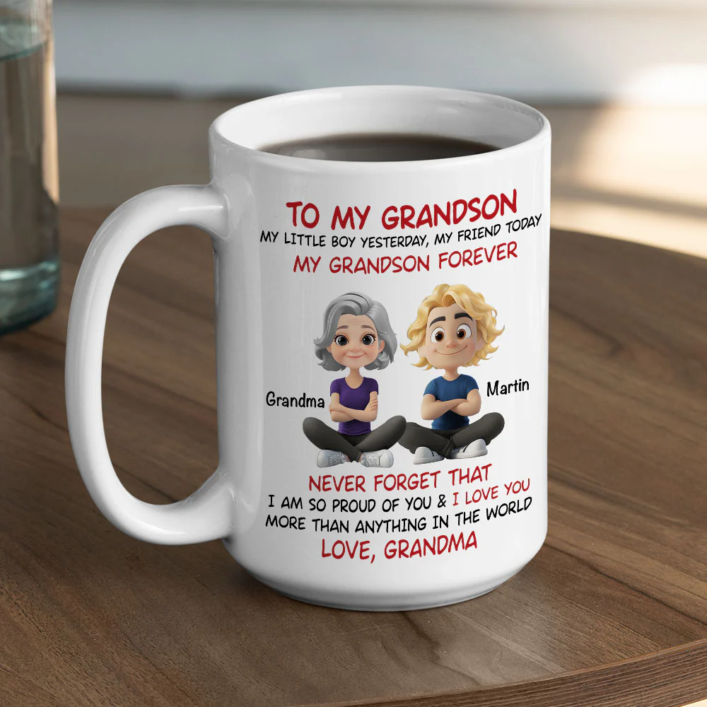 Grandson You Are My Little Boy Yesterday - Personalized Custom Coffee Mug - Image 4