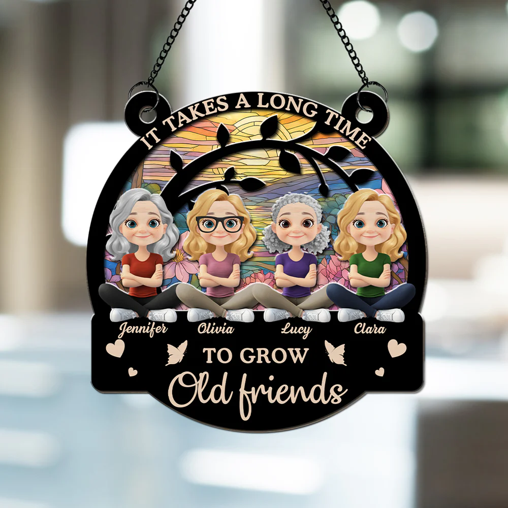Grow Old Friends - Personalized Custom Suncatcher - Image 3