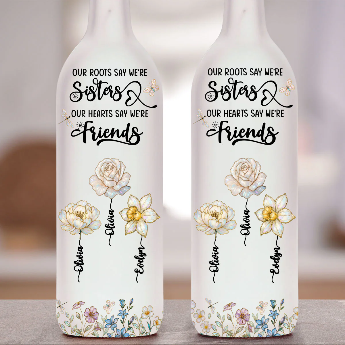 Growing Together Blooming Forever - Personalized Custom Bottle Lamp - Image 3