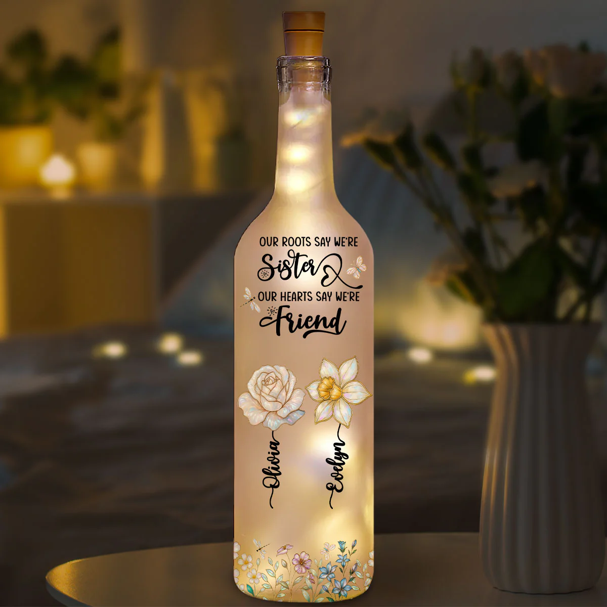 Growing Together Blooming Forever - Personalized Custom Bottle Lamp - Image 4