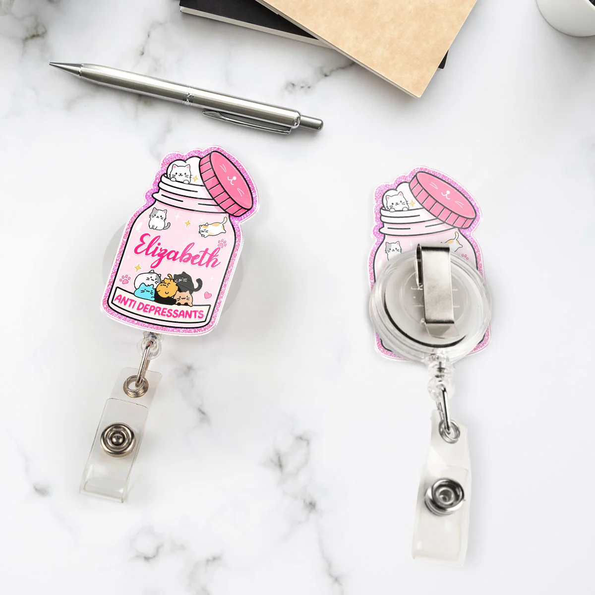 Handle With Love Please - Personalized Custom Acrylic Badge Reel - Image 3