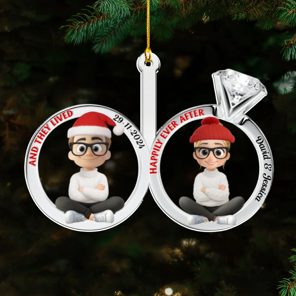 Happily Ever After Couple - Personalized Custom Acrylic Ornament - Image 7