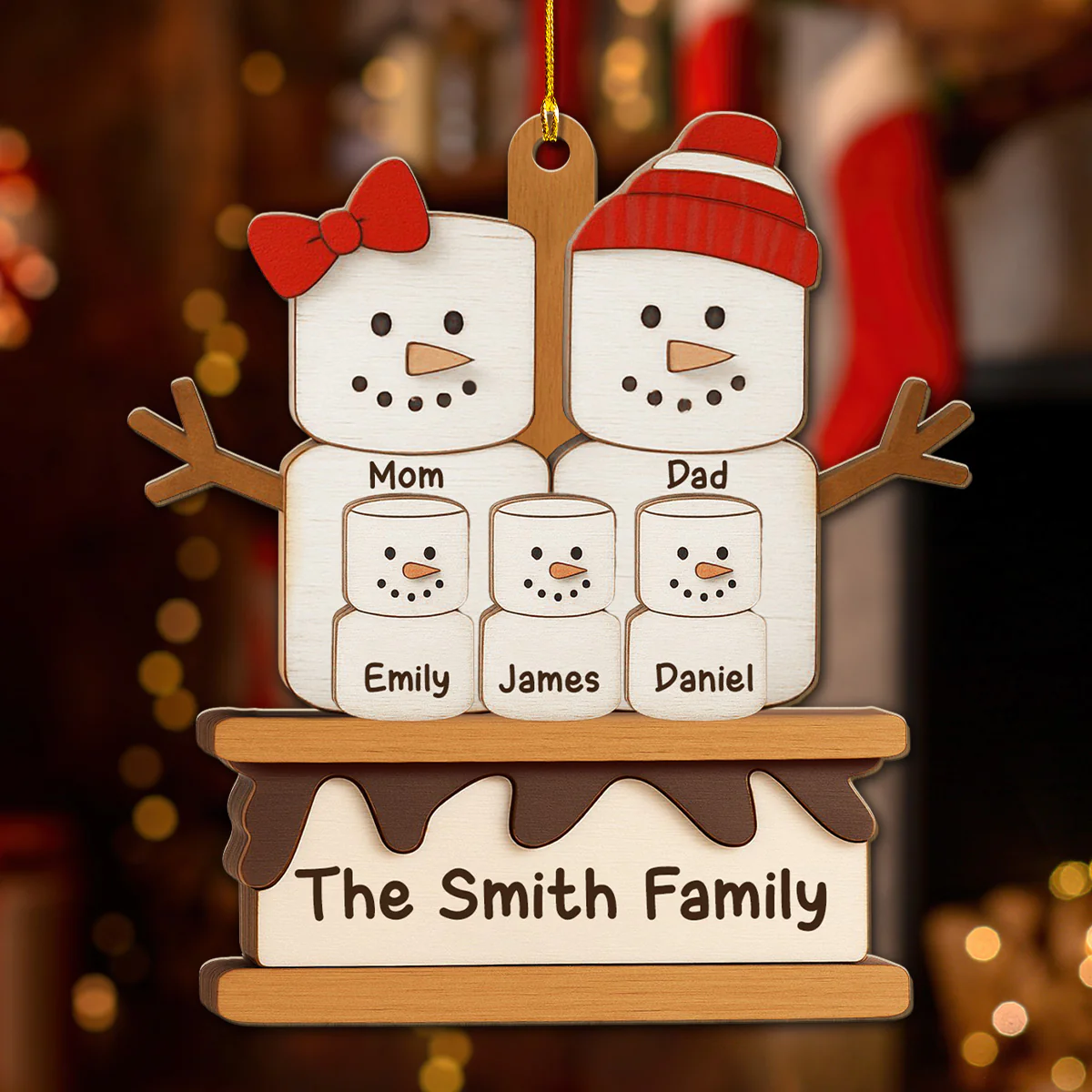 Happiness Melts With Every Bite - Personalized Custom 3D Effect Wood Ornament - Image 3