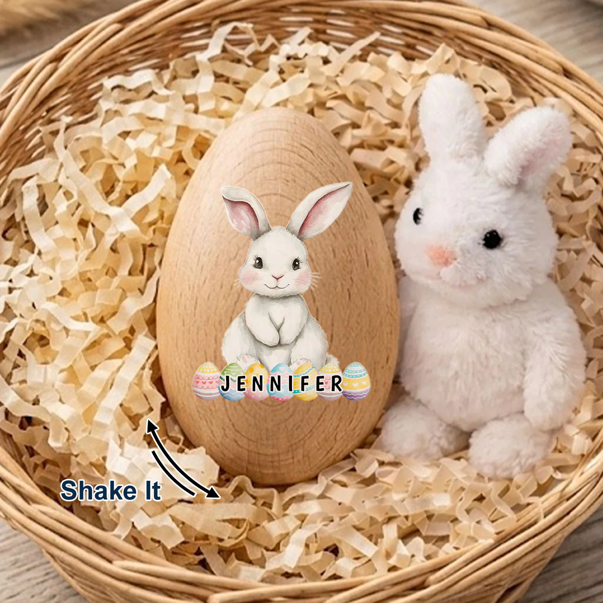 Happy Easter - Personalized Custom Wooden Egg Shaker