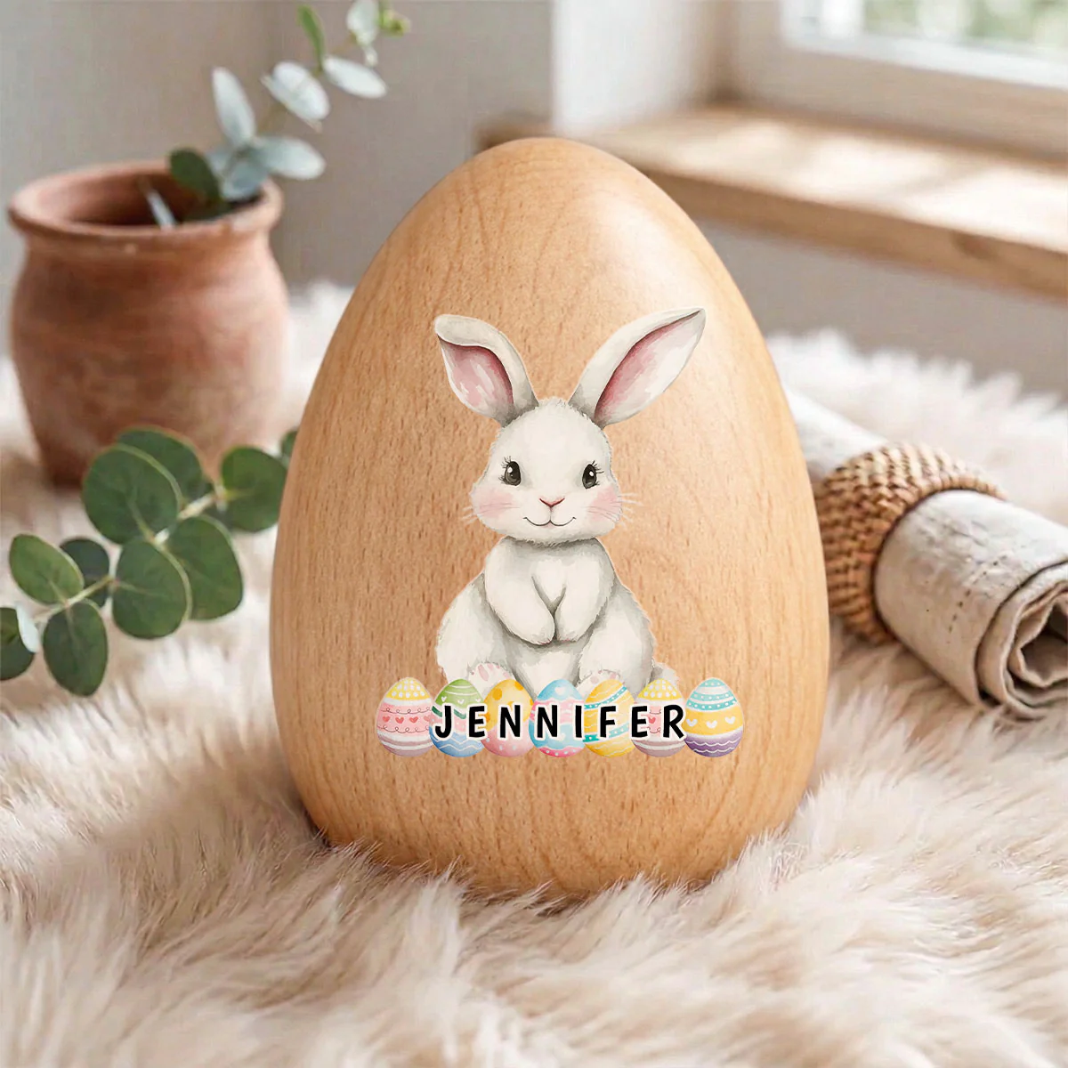Happy Easter - Personalized Custom Wooden Egg Shaker - Image 2