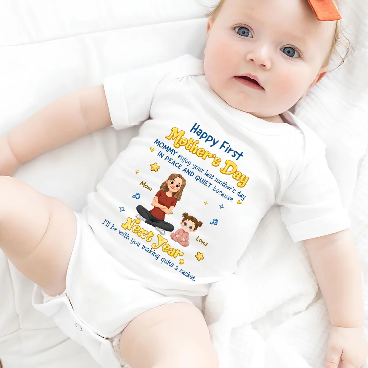 Happy First Mothers Day - Personalized Custom Baby Onesie - Image 4