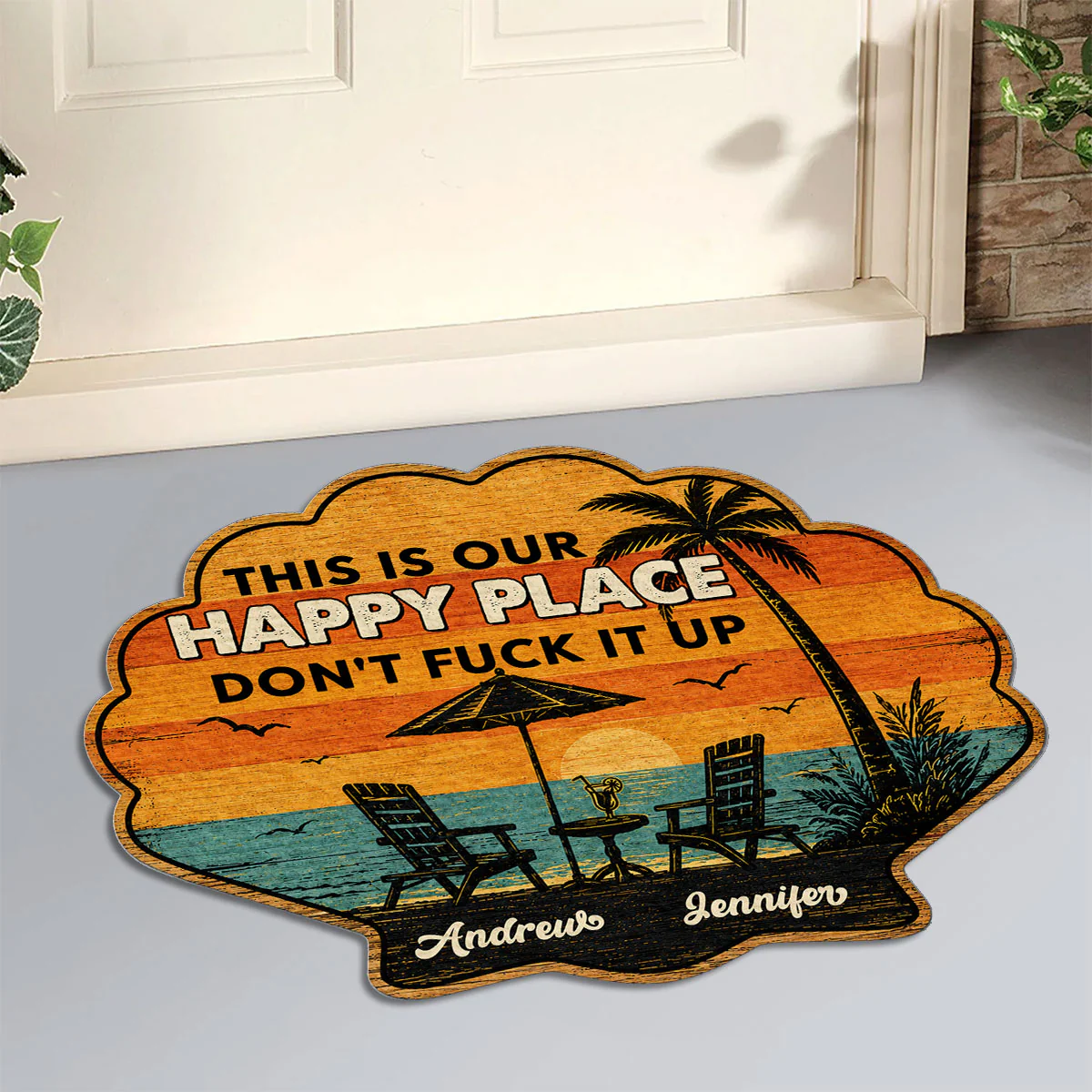 Happy Place Warning - Personalized Custom Doormat - Image 2