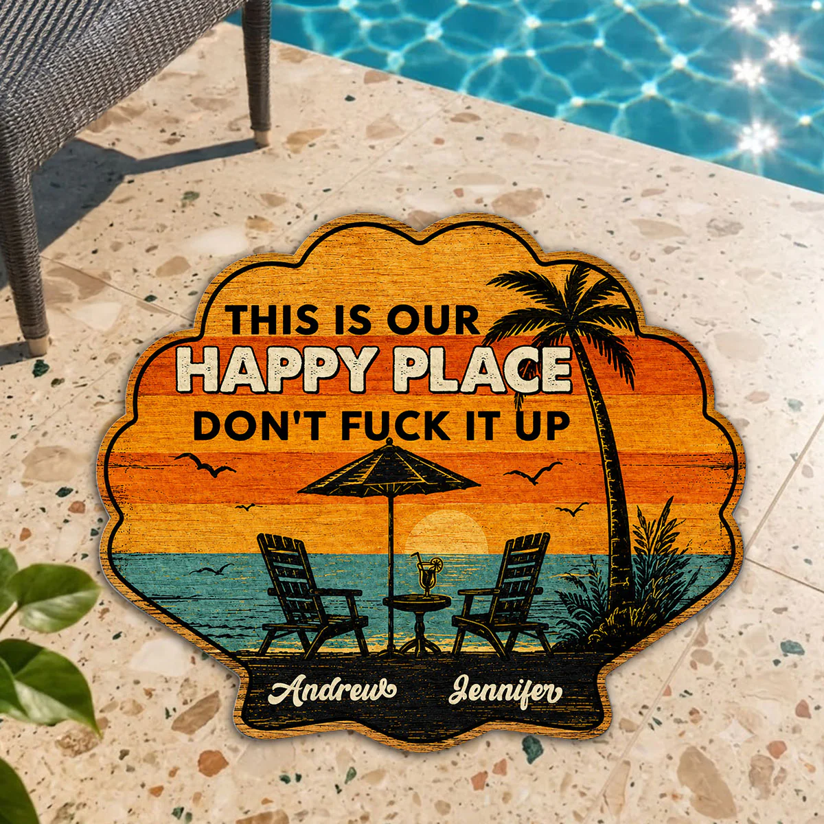 Happy Place Warning - Personalized Custom Doormat - Image 3