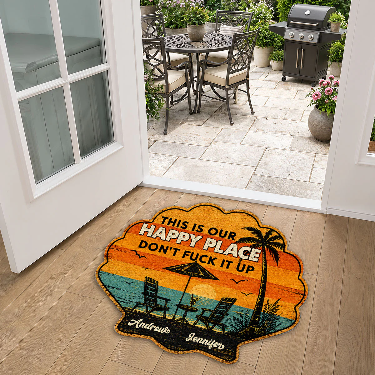 Happy Place Warning - Personalized Custom Doormat - Image 4