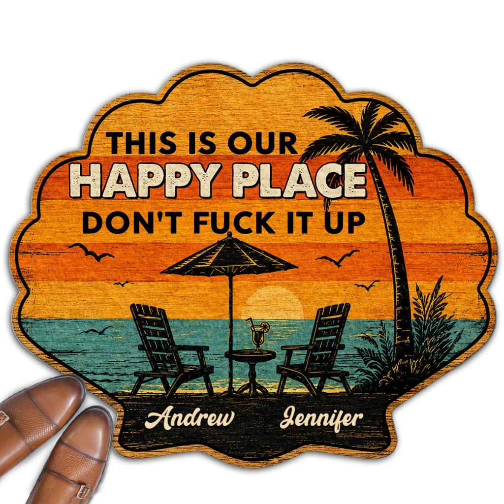Happy Place Warning - Personalized Custom Doormat - Image 8