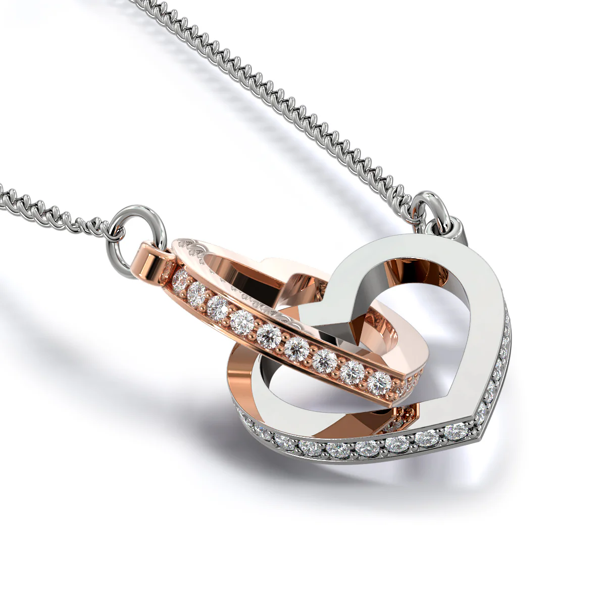 Hard To Find Words To Say - Personalized Custom Interlocking Heart Necklace - Image 8