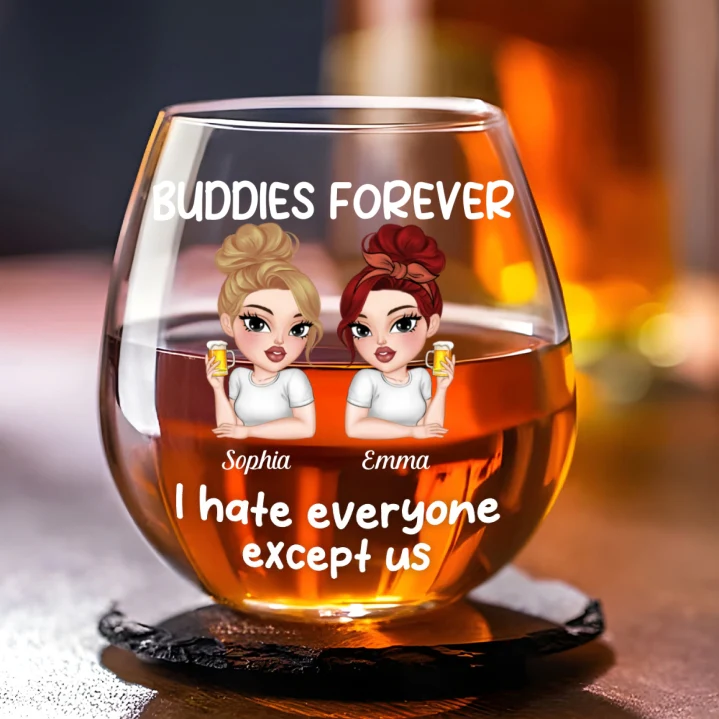 Hate Everyone Except Us - Personalized Custom Wine Glass - Image 4