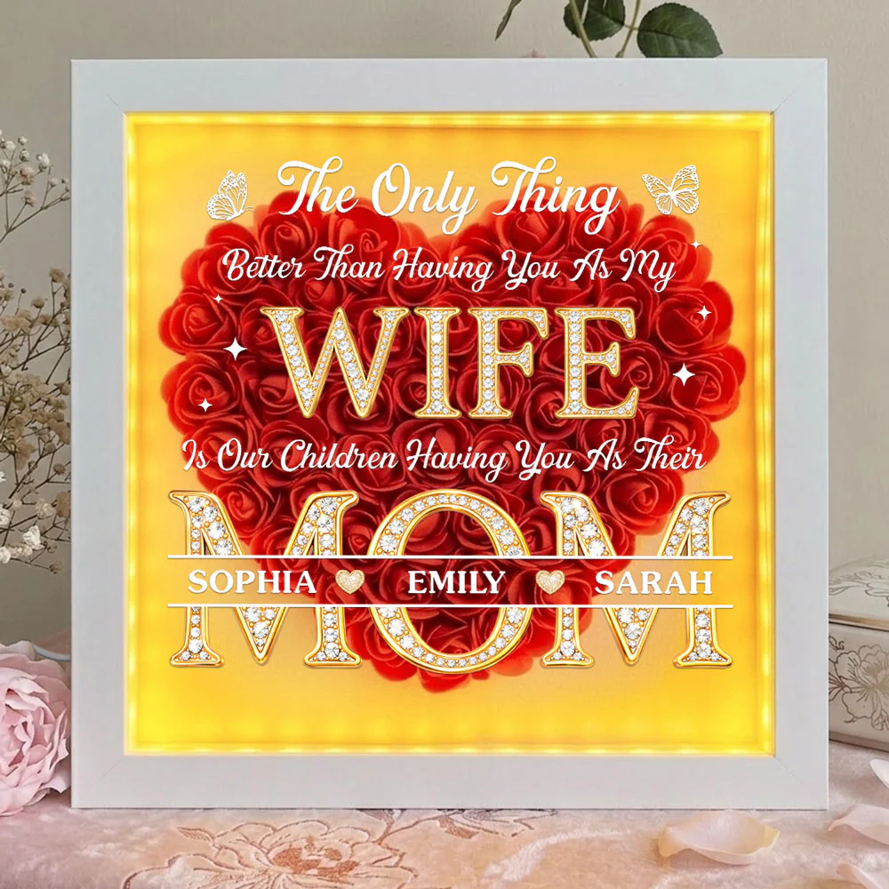 Having You As My Wife - Personalized Custom Flower Shadow Box With LED Light