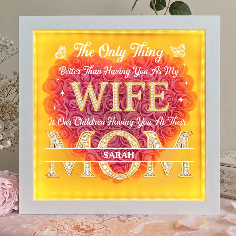 Having You As My Wife - Personalized Custom Flower Shadow Box With LED Light - Image 8