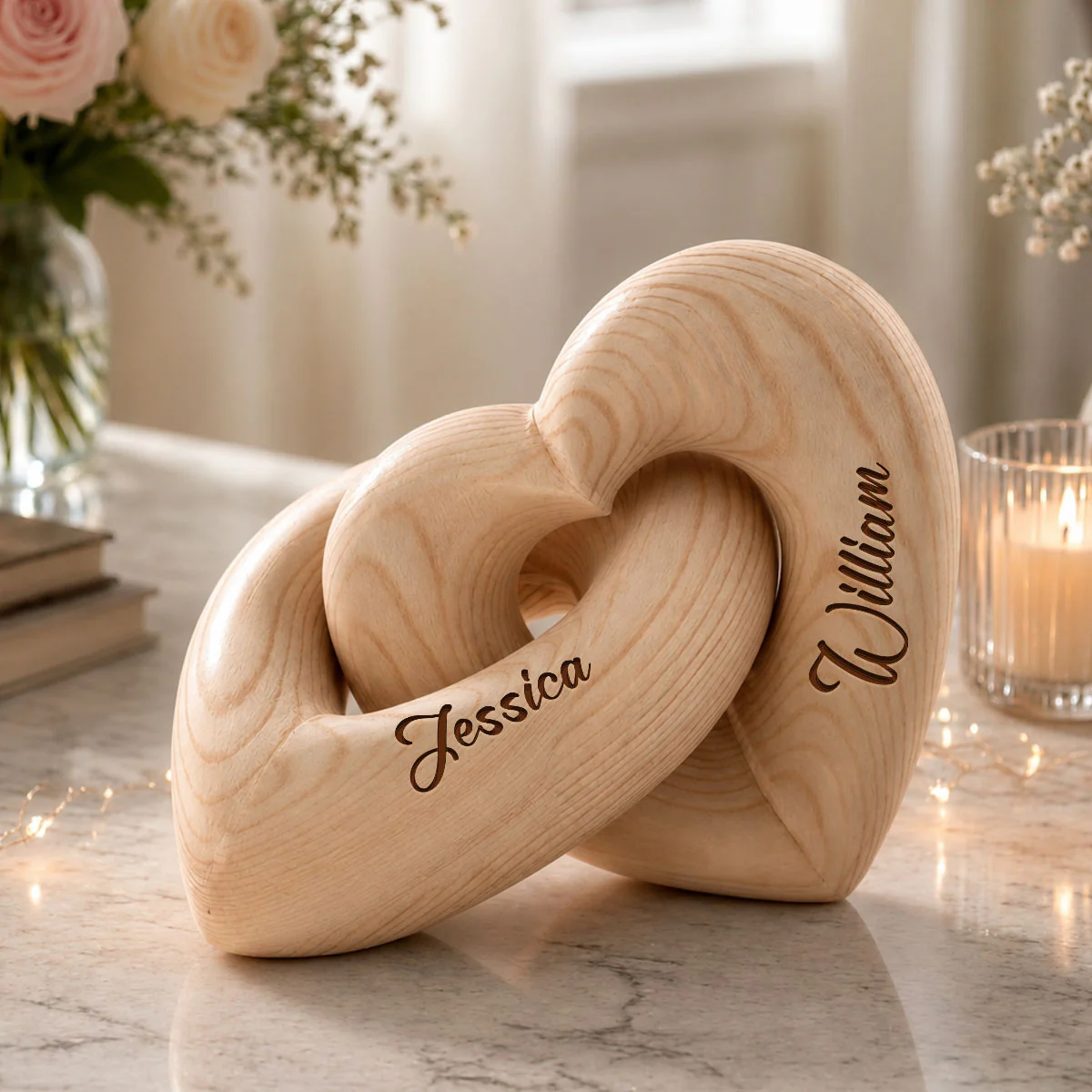 Heart To Heart - Personalized Custom Engraved Infinity Heart Sculpture