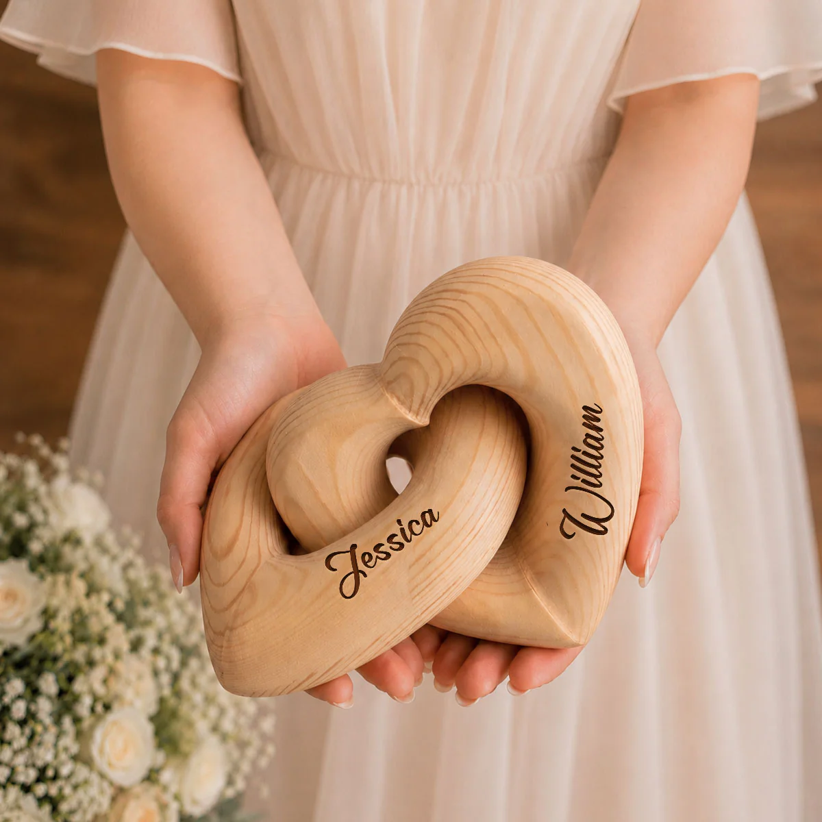Heart To Heart - Personalized Custom Engraved Infinity Heart Sculpture - Image 2