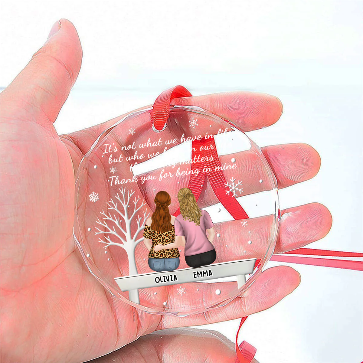 Heartfelt Friendship Token - Personalized Custom Glass Ornament - Image 5
