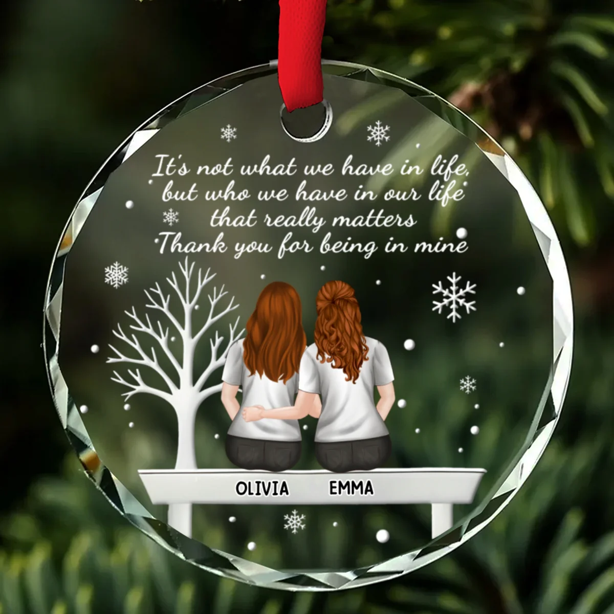 Heartfelt Friendship Token - Personalized Custom Glass Ornament - Image 7