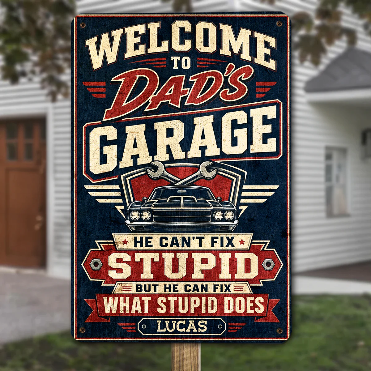 Here To Fix What Stupid Does - Personalized Custom Metal Sign - Image 2
