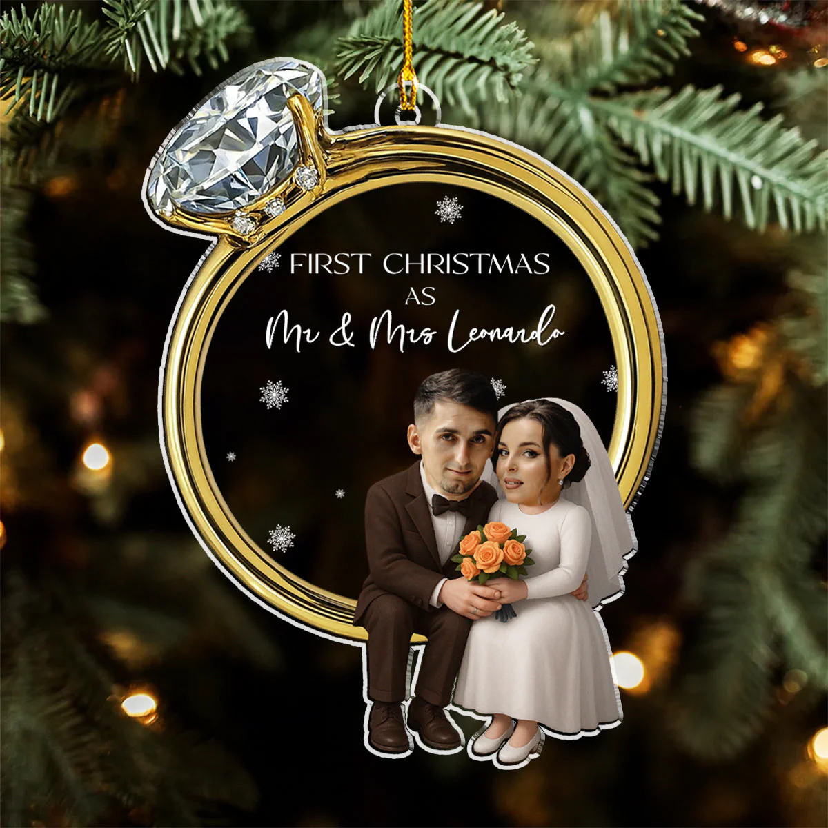 His And Hers Wedding - Personalized Custom Acrylic Ornament - Image 3