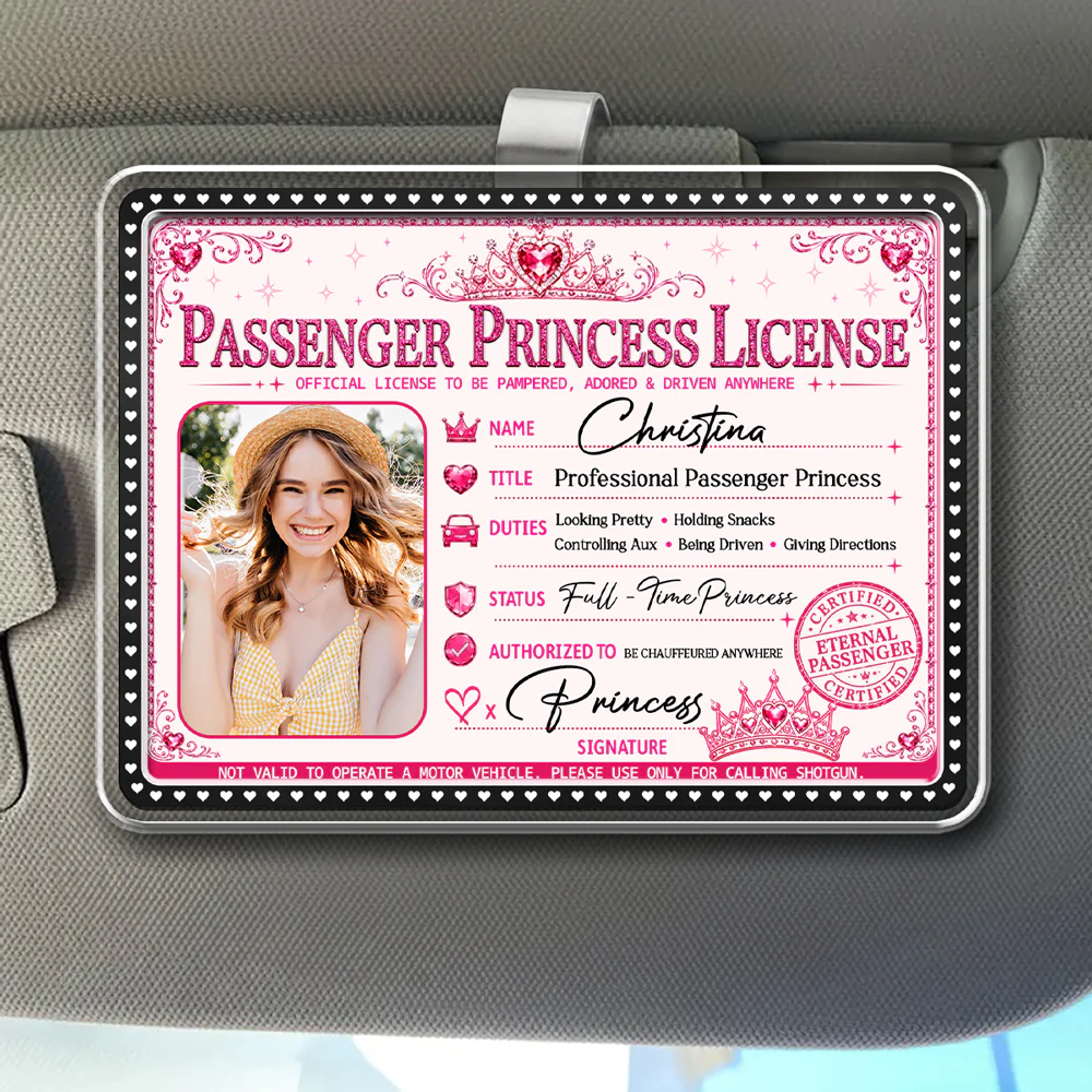 His Favorite Passenger Princess - Personalized Custom Acrylic Car Visor Clip