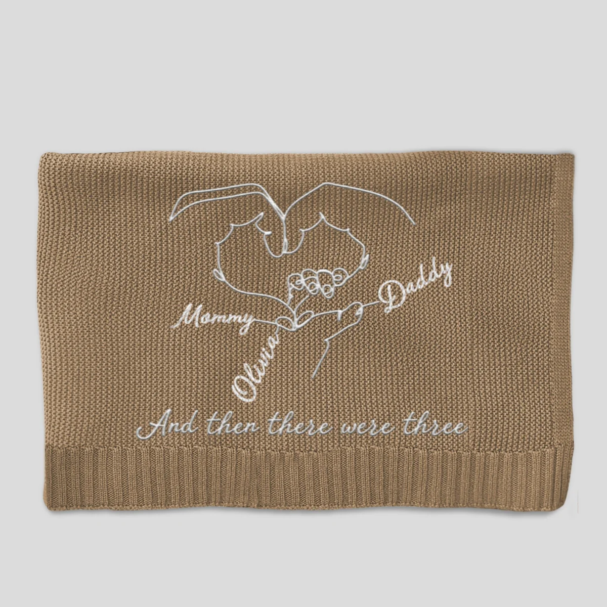 Hold Hands - Personalized Custom Embroidered Knitted Baby Blanket - Image 9