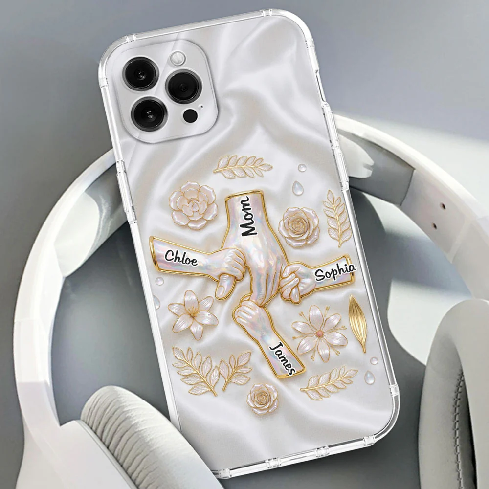 Holding Hands Family - Personalized Custom 3D Inflated Effect Phone Case - Image 3