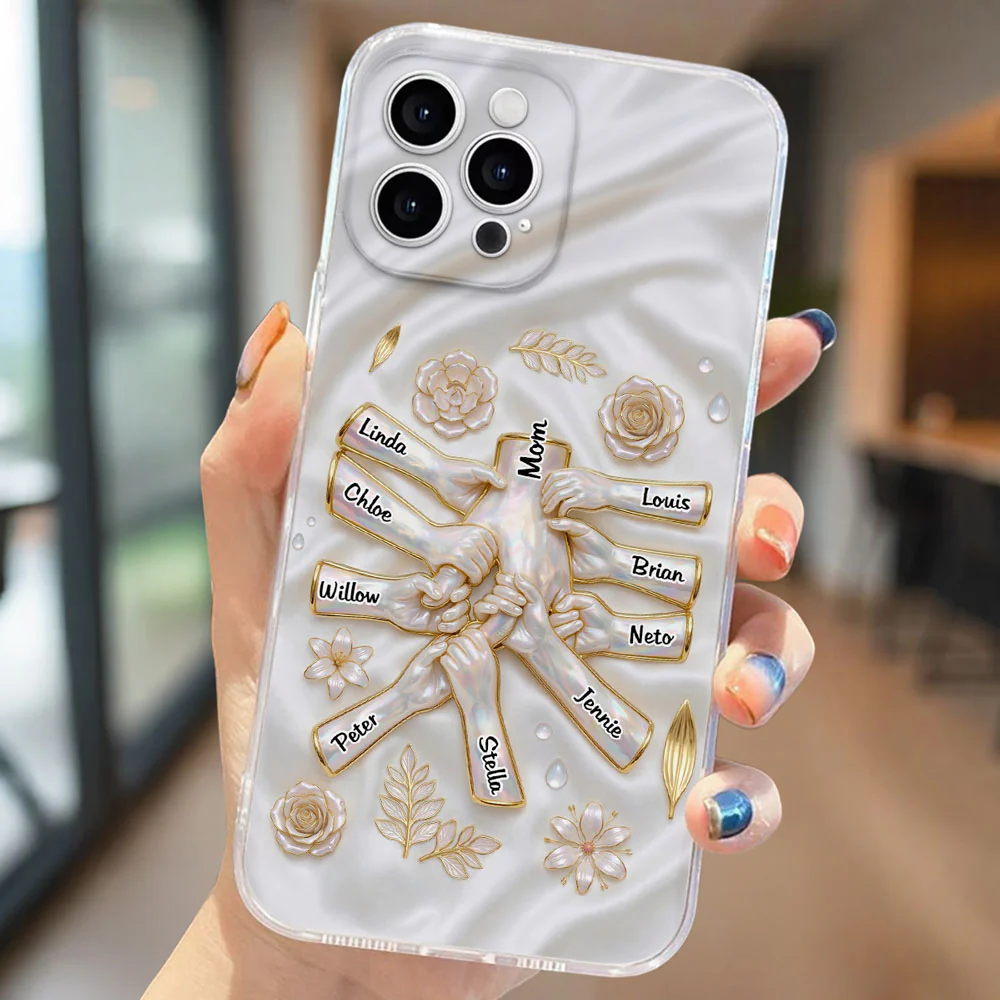 Holding Hands Family - Personalized Custom 3D Inflated Effect Phone Case - Image 5