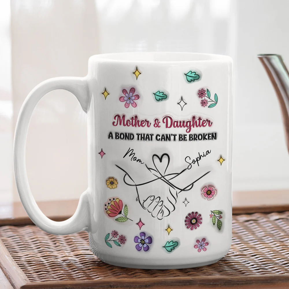 Holding Mommy Hand - Personalized Custom 3D Inflated Effect Mug - Image 5