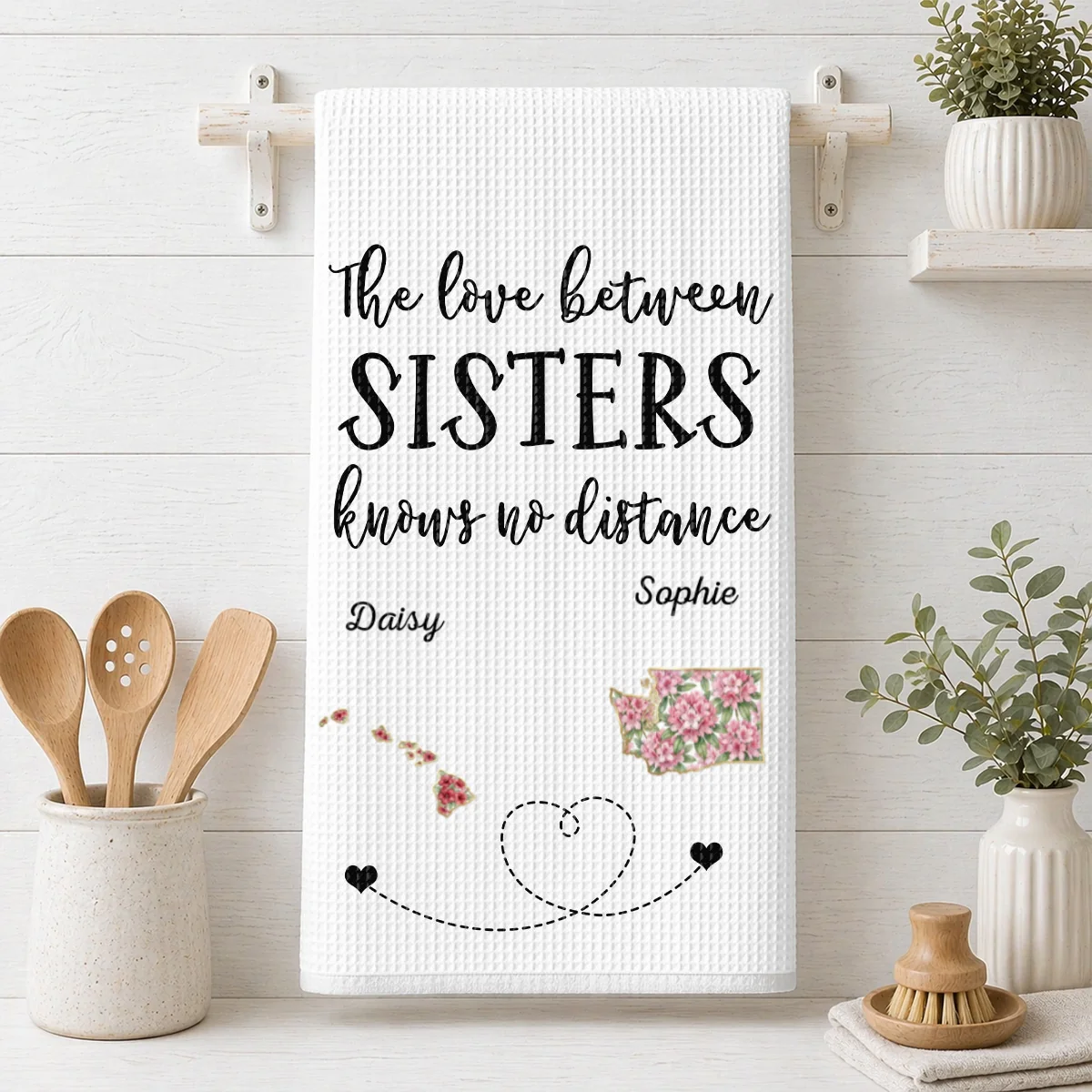 Home Is Wherever Sisters Are - Personalized Custom Kitchen Towel - Image 8