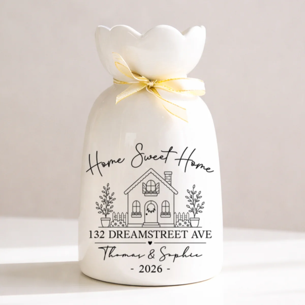 Home Sweet Home - Personalized Custom Ribbon Tie Flower Vase - Image 6