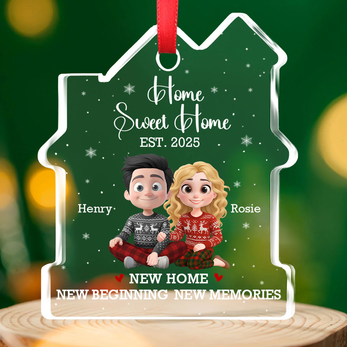 Home Sweet - Personalized Custom House Shaped Glass Ornament - Image 3