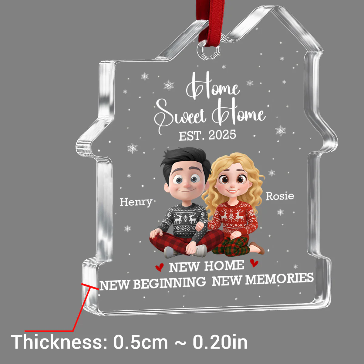 Home Sweet - Personalized Custom House Shaped Glass Ornament - Image 5