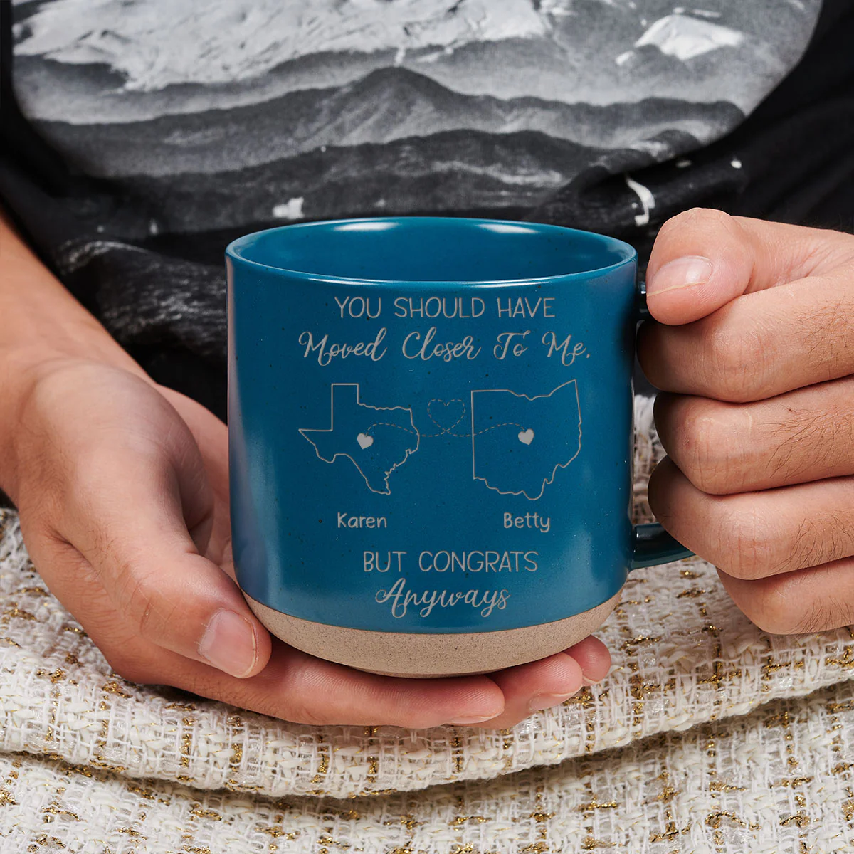Hope The Neighbors Like You - Personalized Custom Engraved Pottery Mug - Image 5