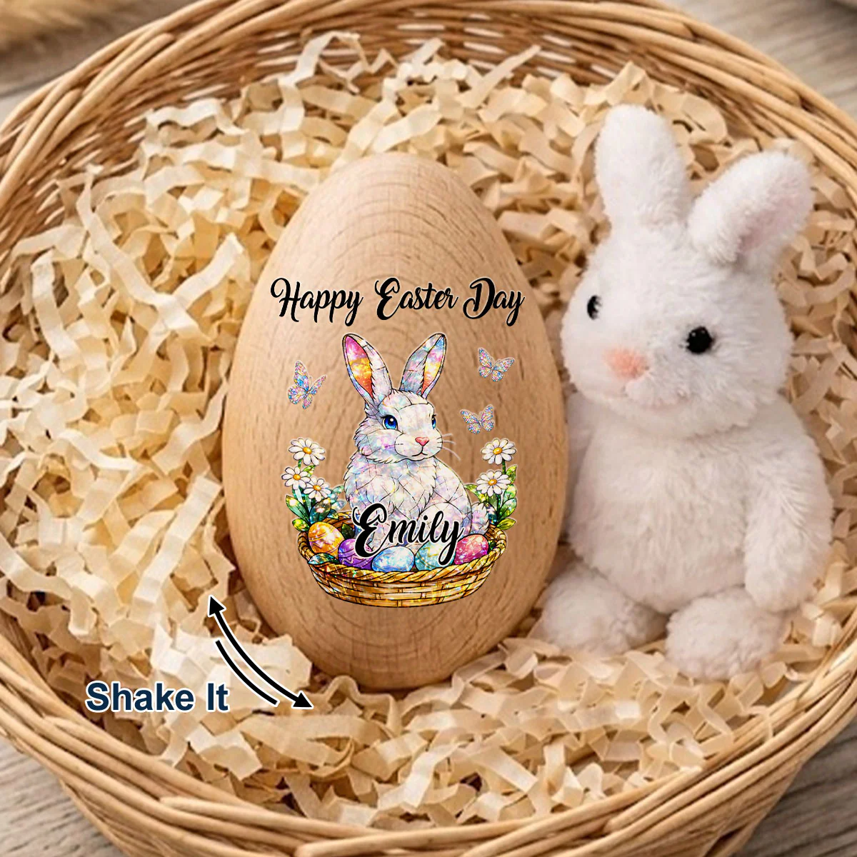 Hoppy Easter - Personalized Custom Wooden Egg Shaker